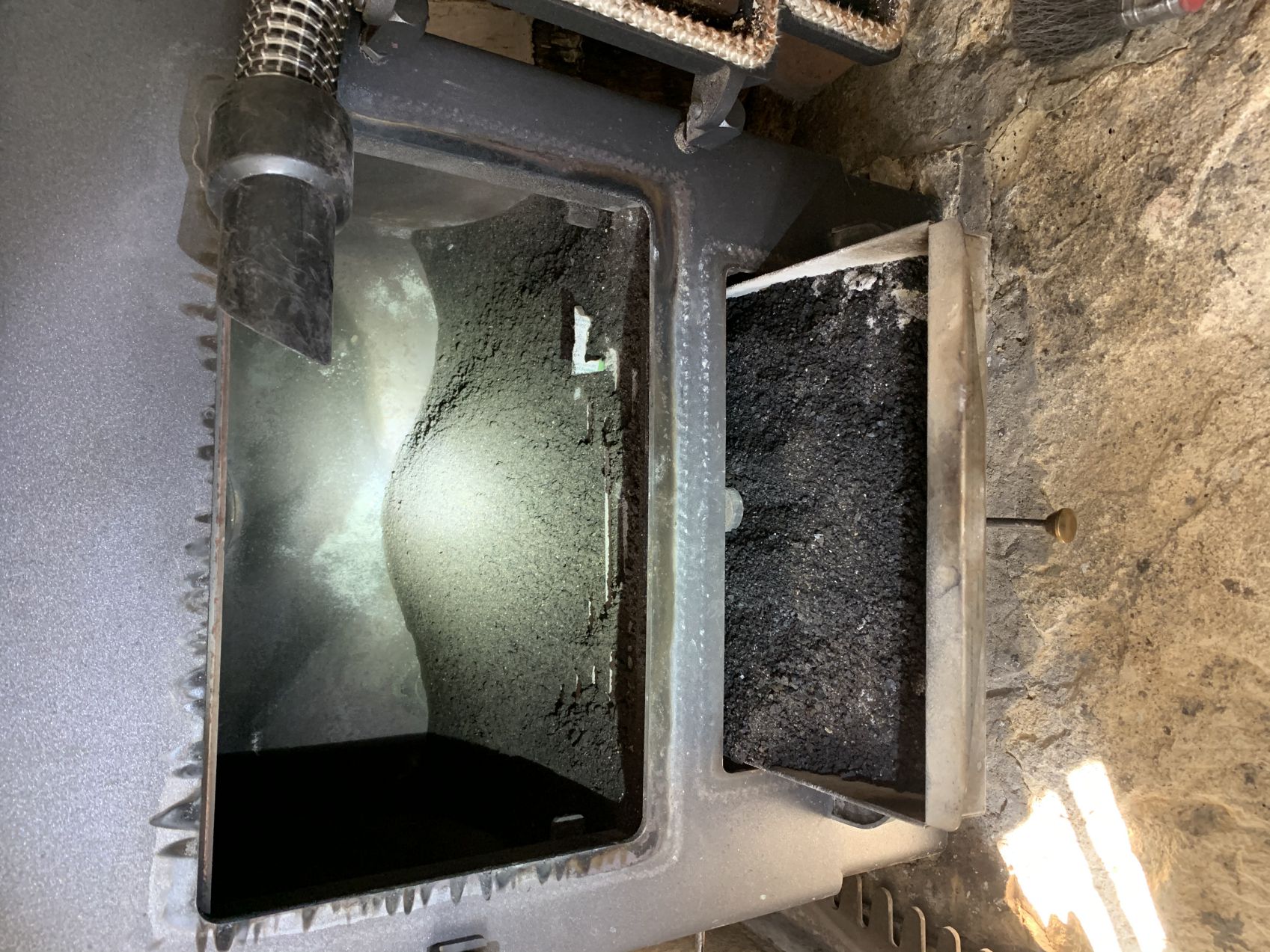 Dirty soot fireplace
